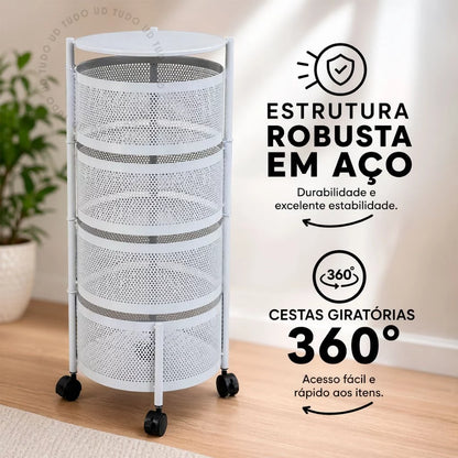 Carrinho Organizador Fruteira Gaveteiro Multiuso Com Rodinhas