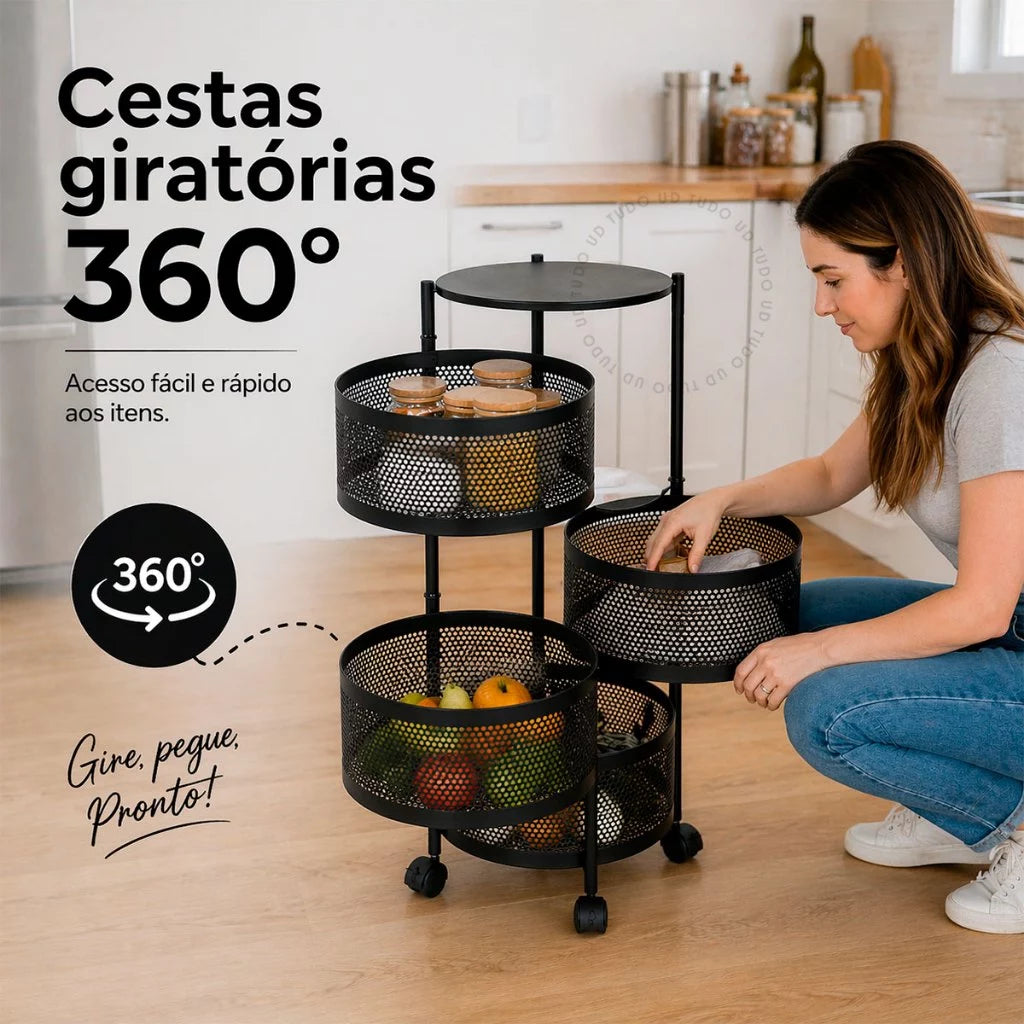Carrinho Organizador Fruteira Gaveteiro Multiuso Com Rodinhas