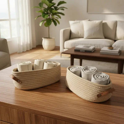 Cesto Organizador Decorativo em Corda Trançada