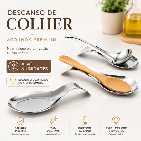 Descanso de Colher em Aço Inox Premium – Oferta Compre 1 e Leve 2 ou Compre 2 e Leve 3