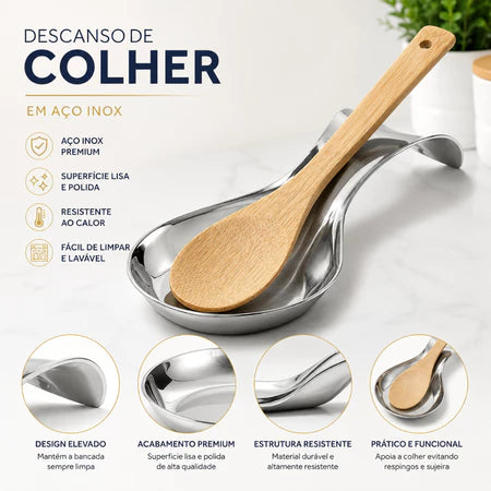 Descanso de Colher em Aço Inox Premium – Oferta Compre 1 e Leve 2 ou Compre 2 e Leve 3