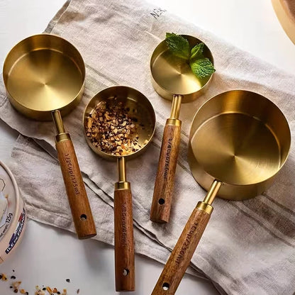 Kit 4 Colheres Medidoras Premium em Aço Inox – Precisão, Elegância e Praticidade para sua Cozinha