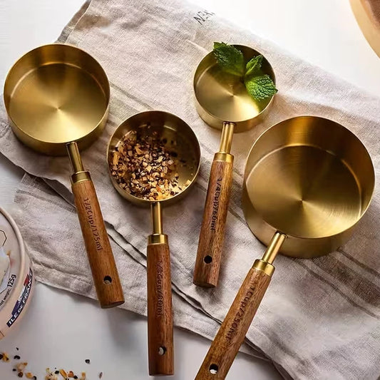 Kit 4 Colheres Medidoras Premium em Aço Inox – Precisão, Elegância e Praticidade para sua Cozinha
