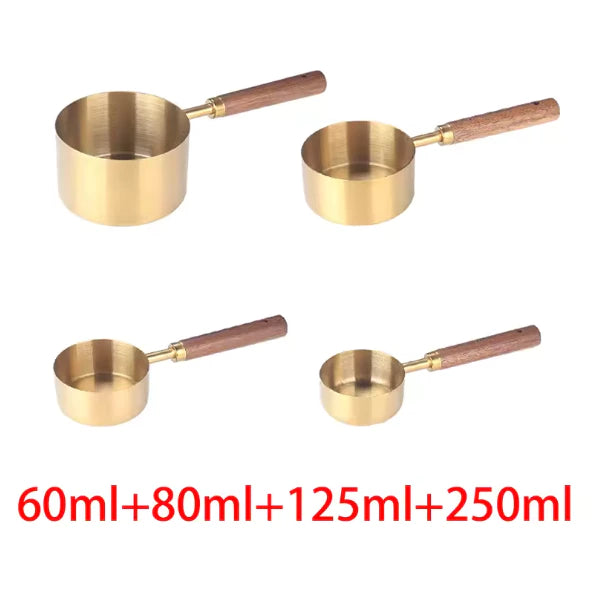 Kit 4 Colheres Medidoras Premium em Aço Inox – Precisão, Elegância e Praticidade para sua Cozinha