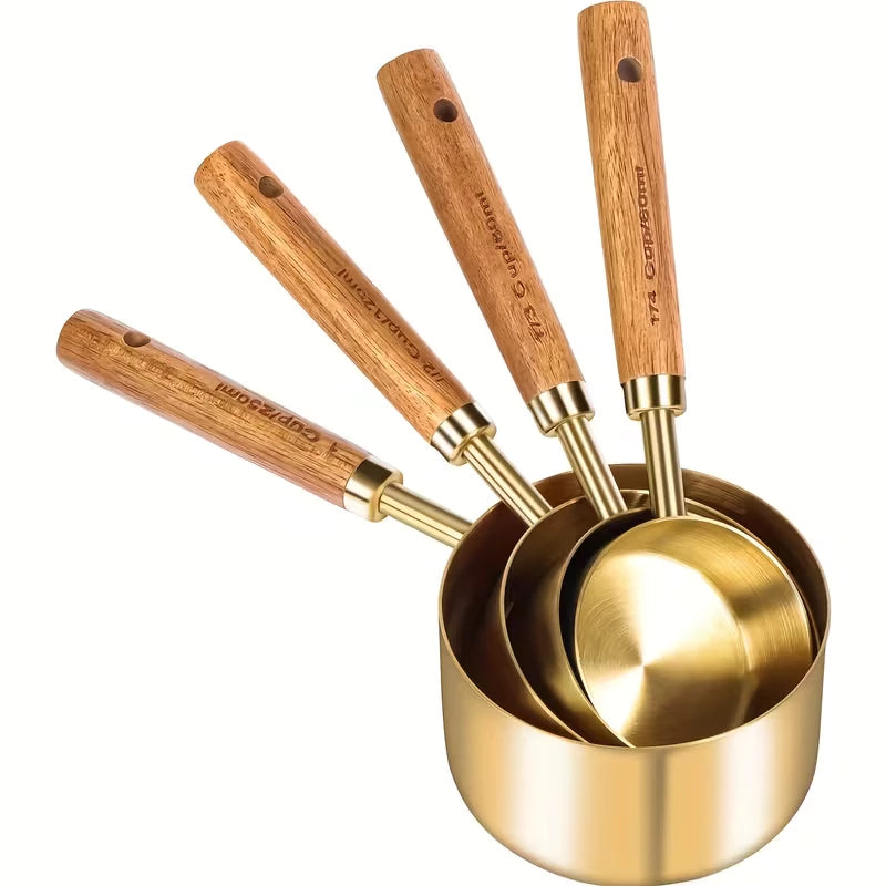 Kit 4 Colheres Medidoras Premium em Aço Inox – Precisão, Elegância e Praticidade para sua Cozinha