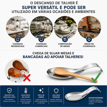 Descanso de Colher em Aço Inox Premium – Oferta Compre 1 e Leve 2 ou Compre 2 e Leve 3