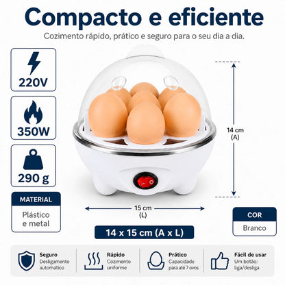 Cozedor Elétrico de Ovos a Vapor 350W com Desligamento Automático