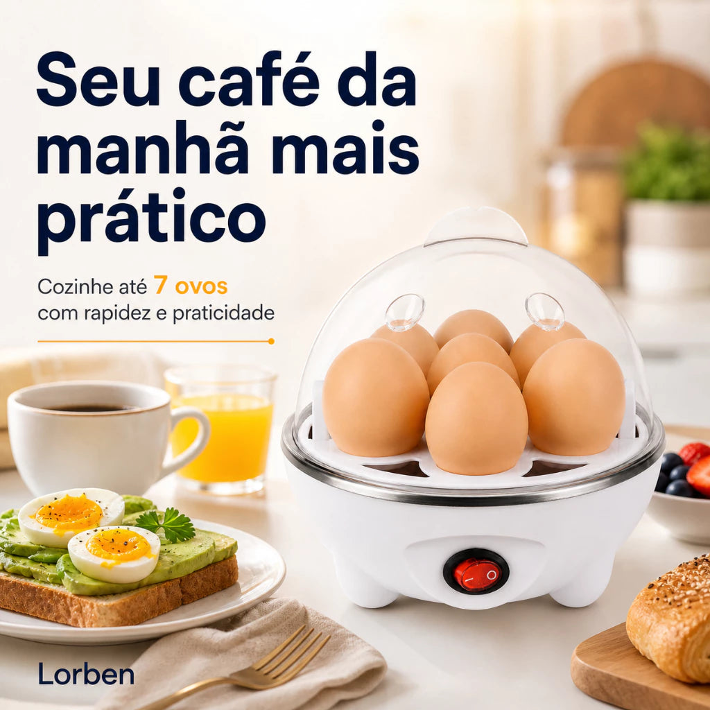 Cozedor Elétrico de Ovos a Vapor 350W com Desligamento Automático