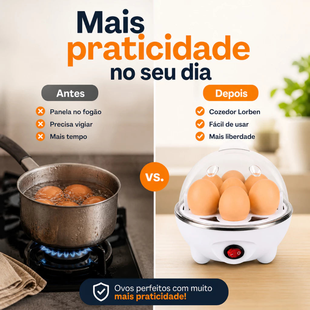 Cozedor Elétrico de Ovos a Vapor 350W com Desligamento Automático