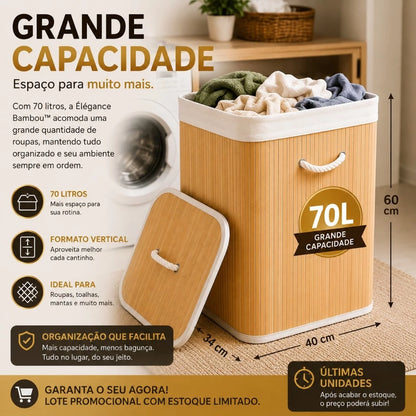Cesto de Roupas Bambu Retangular