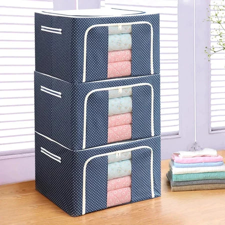 Caixa Organizadora 60L com Zíper e Visor Transparente para Guarda-Roupa