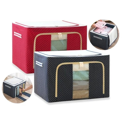 Caixa Organizadora 60L com Zíper e Visor Transparente para Guarda-Roupa