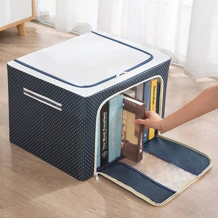 Caixa Organizadora 60L com Zíper e Visor Transparente para Guarda-Roupa