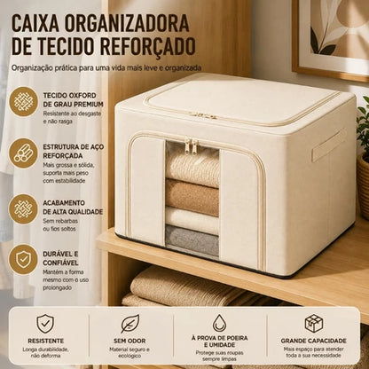 Caixa Organizadora Bege Dobrável Com Visor