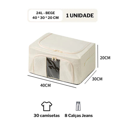 Caixa Organizadora Bege Dobrável Com Visor