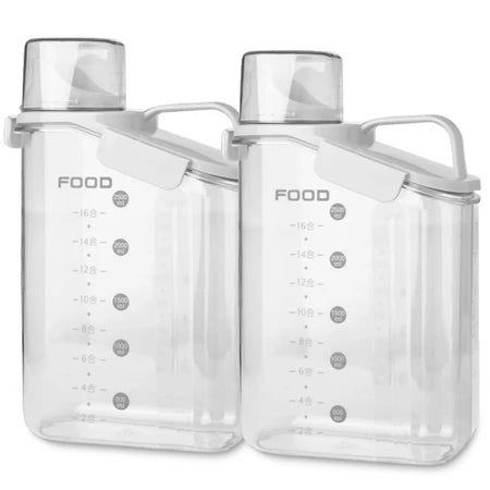 Kit 2 Potes Herméticos 2,8L com Tampa Dosadora e Copo Medidor – Organizador para Grãos, Cereais e Mantimentos