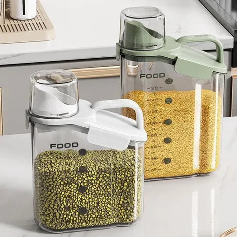 Kit 2 Potes Herméticos 2,8L com Tampa Dosadora e Copo Medidor – Organizador para Grãos, Cereais e Mantimentos