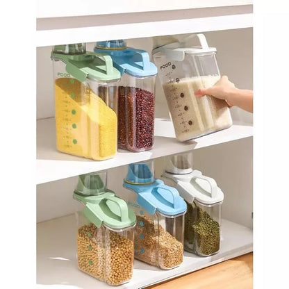 Kit 2 Potes Herméticos 2,8L com Tampa Dosadora e Copo Medidor – Organizador para Grãos, Cereais e Mantimentos