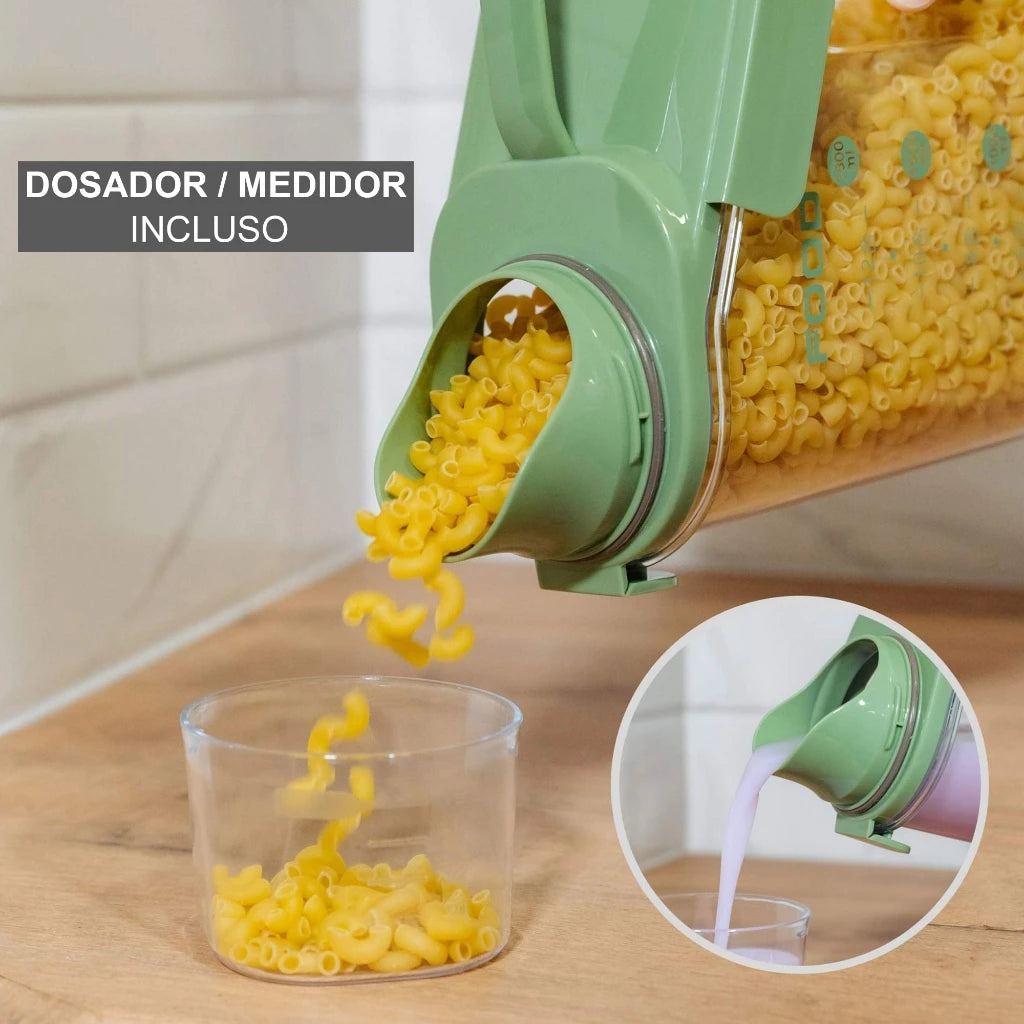 Kit 2 Potes Herméticos 2,8L com Tampa Dosadora e Copo Medidor – Organizador para Grãos, Cereais e Mantimentos