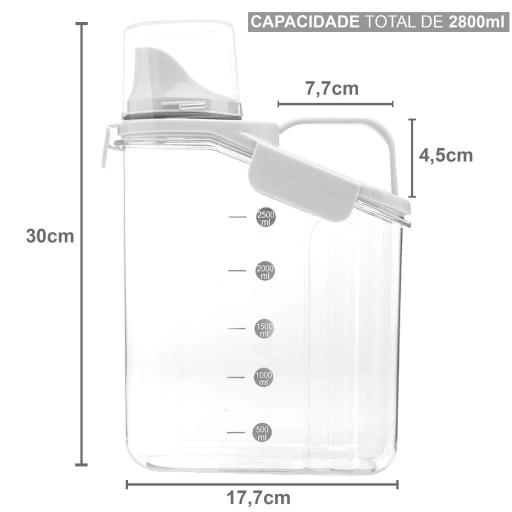 Kit 2 Potes Herméticos 2,8L com Tampa Dosadora e Copo Medidor – Organizador para Grãos, Cereais e Mantimentos