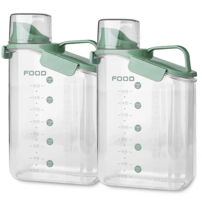 Kit 2 Potes Herméticos 2,8L com Tampa Dosadora e Copo Medidor – Organizador para Grãos, Cereais e Mantimentos