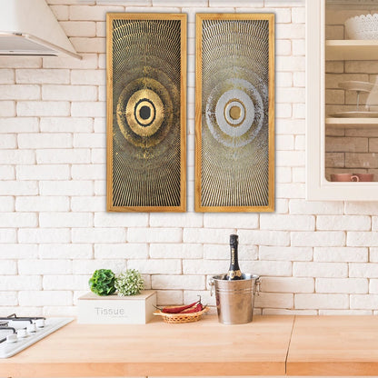 Quadro Decorativo Conjunto Para Sala Modernos Abstrato Preto Dourado Cozinha Recepção Hall Escritório