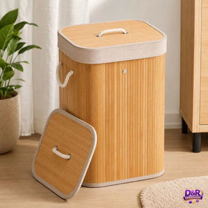 Cesto de Roupas Bambu Retangular