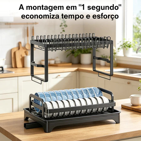 Escorredor de Louças 2 Andares com Porta Copos – Organizador de Cozinha