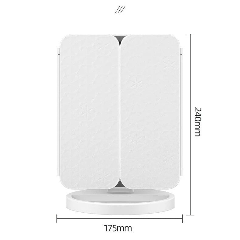 Espelho  Maquiagem Mesa LED Três Lados Dobrável