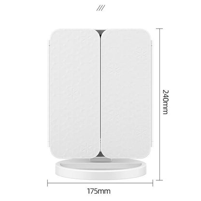 Espelho  Maquiagem Mesa LED Três Lados Dobrável