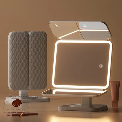 Espelho  Maquiagem Mesa LED Três Lados Dobrável