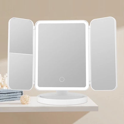 Espelho  Maquiagem Mesa LED Três Lados Dobrável