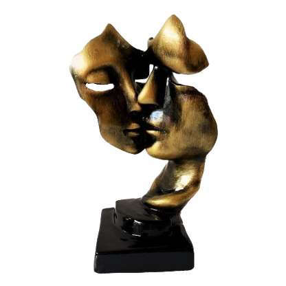 Escultura Faces Namorados Gold
