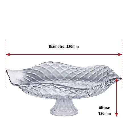 Fruteira de Vidro com Pé Gourmet – Centro de Mesa para Frutas e Saladas