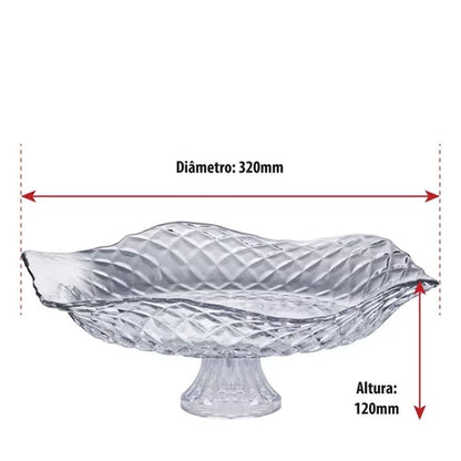 Fruteira de Vidro com Pé Gourmet – Centro de Mesa para Frutas e Saladas