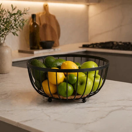 Fruteira de Mesa em Ferro e Bambu – Organizadora de Frutas Multiuso