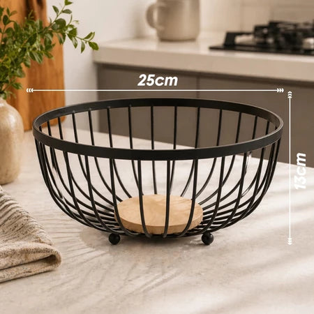 Fruteira de Mesa em Ferro e Bambu – Organizadora de Frutas Multiuso