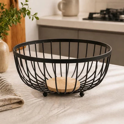 Fruteira de Mesa em Ferro e Bambu – Organizadora de Frutas Multiuso