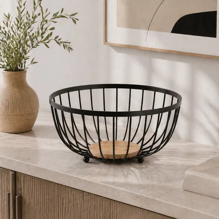 Fruteira de Mesa em Ferro e Bambu – Organizadora de Frutas Multiuso