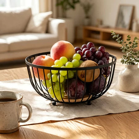 Fruteira de Mesa em Ferro e Bambu – Organizadora de Frutas Multiuso