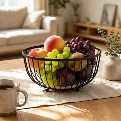 Fruteira de Mesa em Ferro e Bambu – Organizadora de Frutas Multiuso