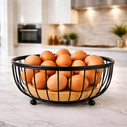 Fruteira de Mesa em Ferro e Bambu – Organizadora de Frutas Multiuso