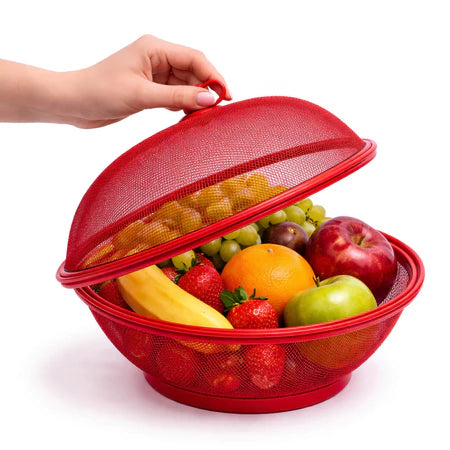 Fruteira Telada 26cm com Tampa – Proteção contra Insetos