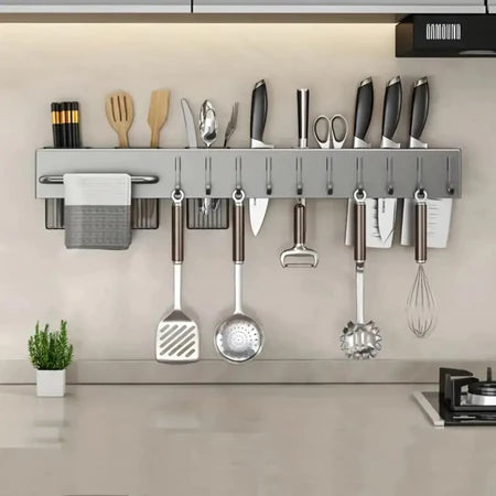Suporte Organizador de Parede para Facas, Talheres e Utensílios – 6 ou 10 Ganchos