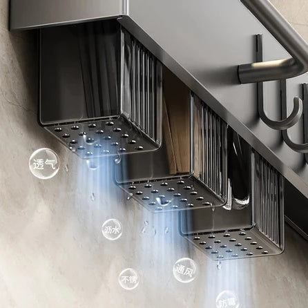 Suporte Organizador de Parede para Facas, Talheres e Utensílios – 6 ou 10 Ganchos