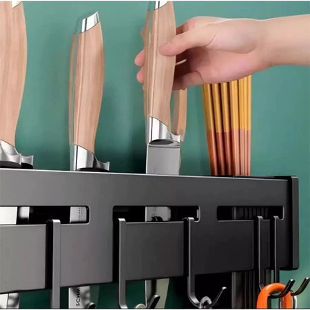 Suporte Organizador de Parede para Facas, Talheres e Utensílios – 6 ou 10 Ganchos
