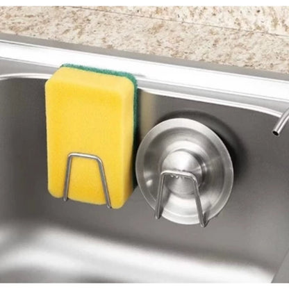 Kit 2 Suportes para Esponja em Aço Inox – Ganchos para Pia e Cozinha