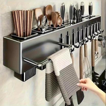 Suporte Organizador de Parede para Facas, Talheres e Utensílios – 6 ou 10 Ganchos