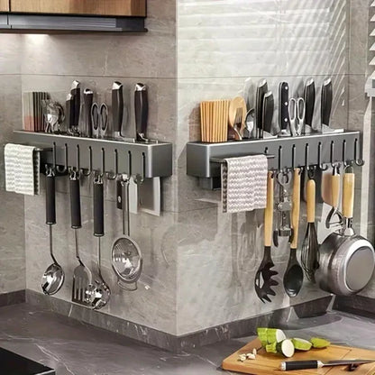 Suporte Organizador de Parede para Facas, Talheres e Utensílios – 6 ou 10 Ganchos