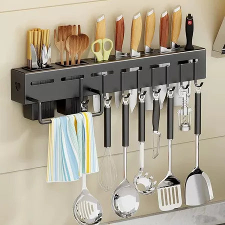 Suporte Organizador de Parede para Facas, Talheres e Utensílios – 6 ou 10 Ganchos